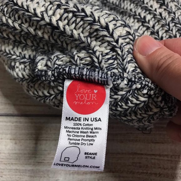 Love Your Melon Knit Slouchie Navy/White Beanie - Picture 5 of 7